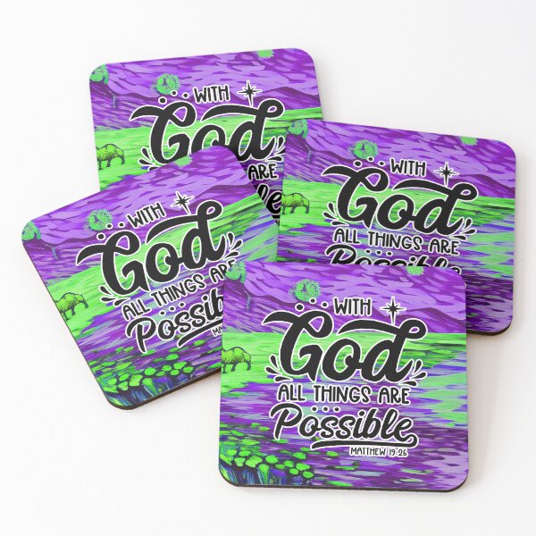 Item preview, Bible Verses About Healing - Matthew 19:26 - Green Purple background designed and sold by SpartanDStore.
