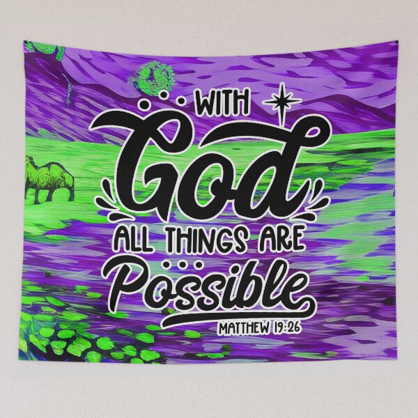 Item preview, Bible Verses About Healing - Matthew 19:26 - Green Purple background designed and sold by SpartanDStore.