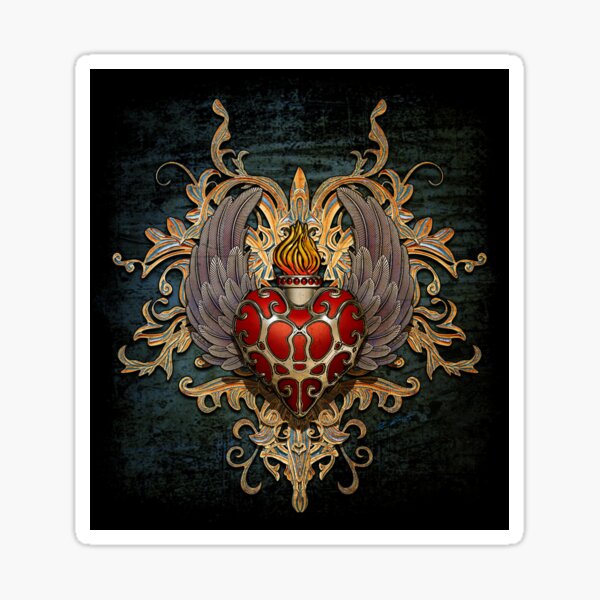 Herz und Flügel - Fantasie 3D Illustration - Version 3 Sticker