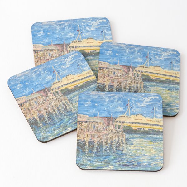 Item preview, Ferry at Manly Wharf Original Oil Painting designed and sold by martydav.
