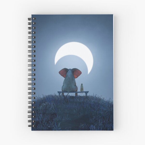 Item preview, elephant and dog looking at the moon designed and sold by Mike Kiev art.