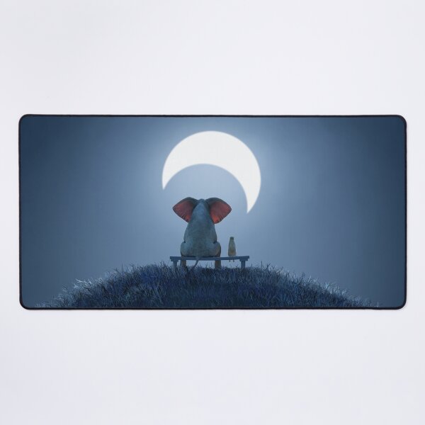 Item preview, elephant and dog looking at the moon designed and sold by Mike Kiev art.