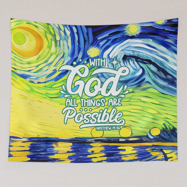 Item preview, Bible Verses For Healing - Matthew 19:26 - Square - Abstract Painting designed and sold by SpartanDStore.