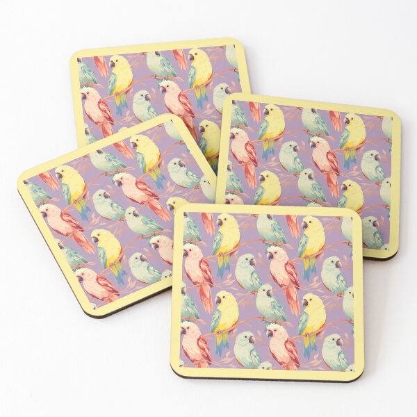 Item preview, Birds in Light Colors of Yellow Pink & Blue  designed and sold by chocolatefund.