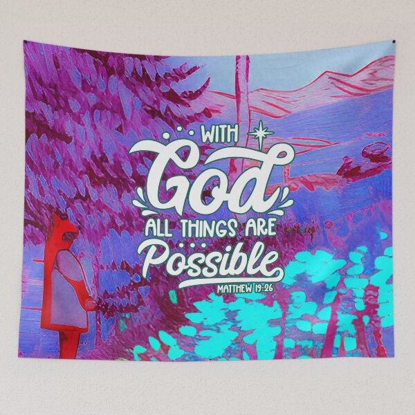 Item preview, Bible Verses For Healing - Matthew 19:26 - Landscape - Abstract Painting designed and sold by SpartanDStore.