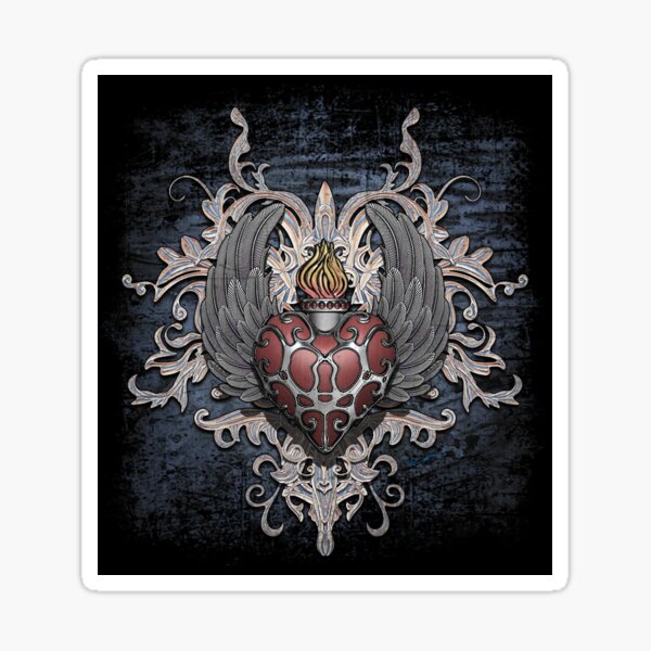Herz und Flügel - Fantasie 3D Illustration - Version 5 Sticker