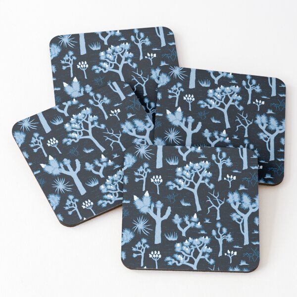 Item preview, light blue joshua trees on deep blue designed and sold by colorofmagic.