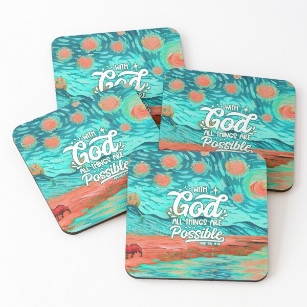 Item preview, Bible Verses For Healing - Matthew 19:26 - Teal & Crimson Abstract Painting designed and sold by SpartanDStore.