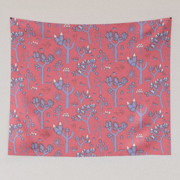 Item preview, violet joshua trees on vivid pink designed and sold by colorofmagic.