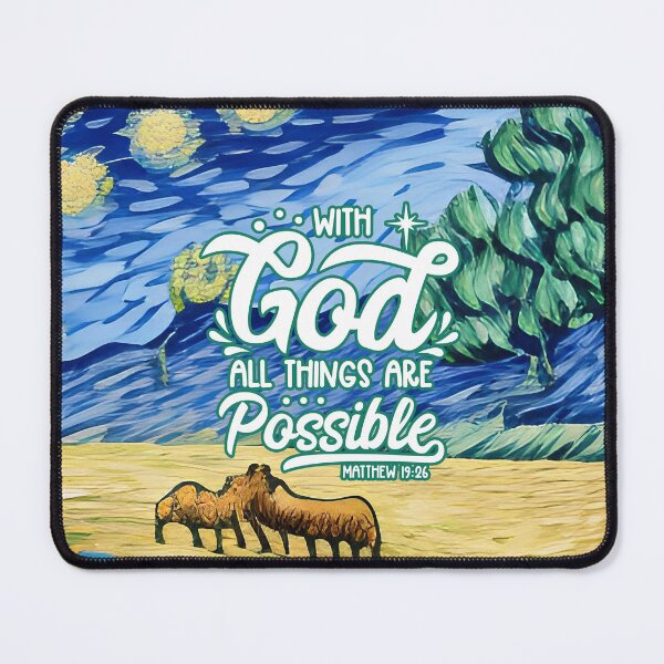 Item preview, Bible Verses For Healing - Matthew 19:26 - Blue Hills Modern Art Background designed and sold by SpartanDStore.