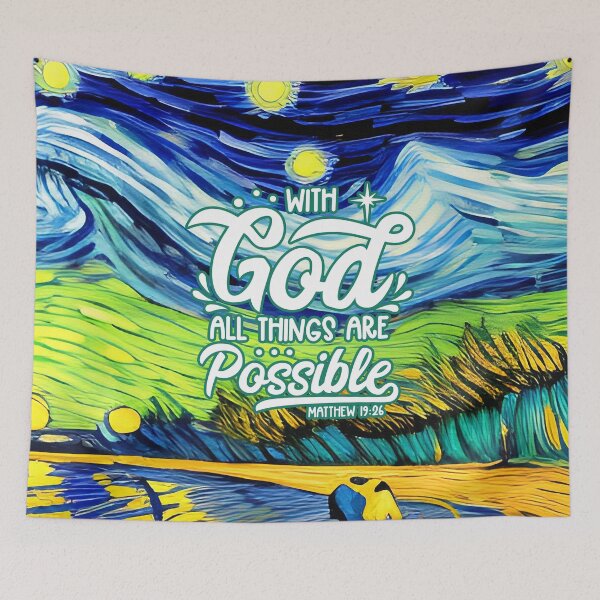 Item preview, Bible Verses For Healing - Matthew 19:26 - With Beautiful Modern Art Bakcground designed and sold by SpartanDStore.