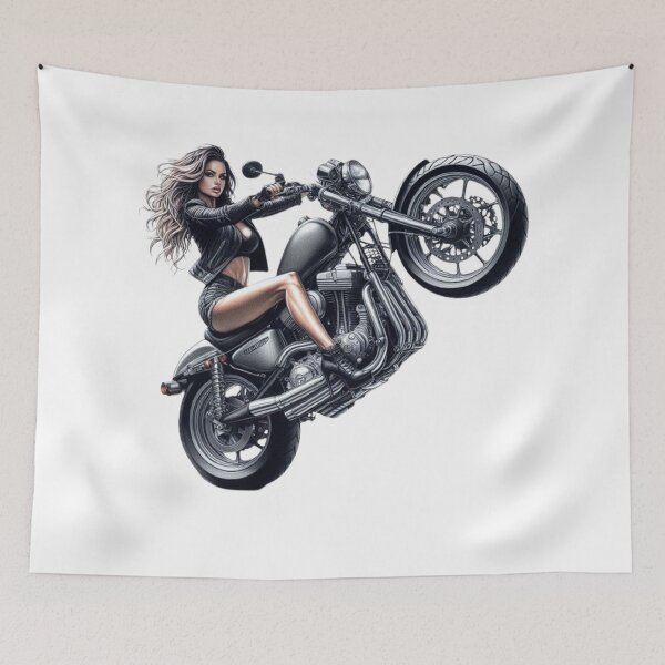 Item preview, “Wheelie Woman: the elegant stuntwoman in color” designed and sold by CHRIST5000.