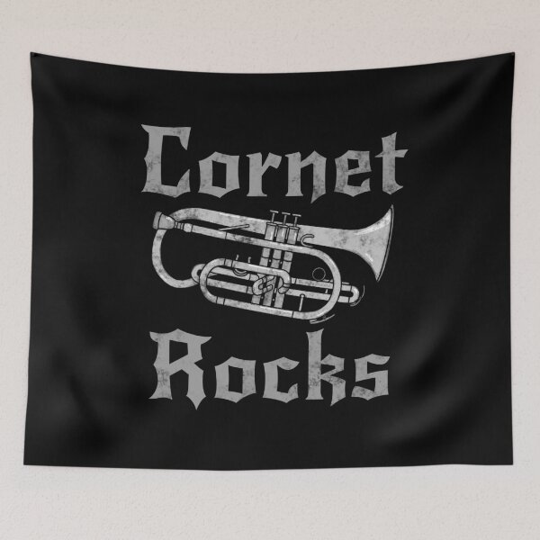 Item preview, Cornet Rocks, Cornetist Goth Heavy Rock Brass Musician designed and sold by doodlerob.