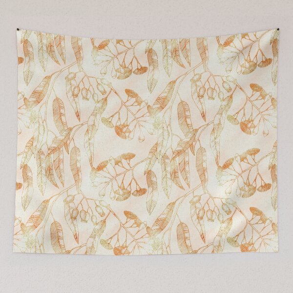 Item preview, Eucalyptus garden floral | reddish outline on bright beige texture designed and sold by colorofmagic.