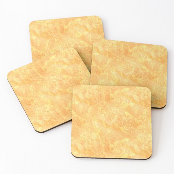 Item preview, Eucalyptus garden floral | yellow outline on warm orange texture designed and sold by colorofmagic.