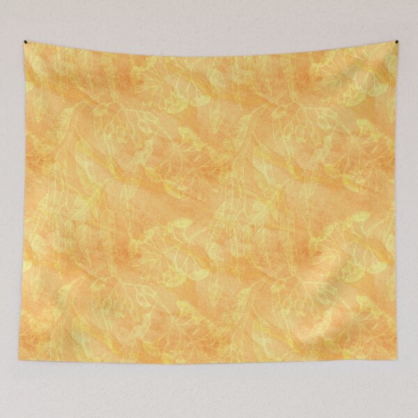 Item preview, Eucalyptus garden floral | yellow outline on warm orange texture designed and sold by colorofmagic.