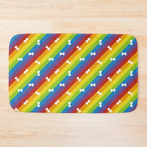 Item preview, diagonal rainbow stripes with dog bones designed and sold by colorofmagic.