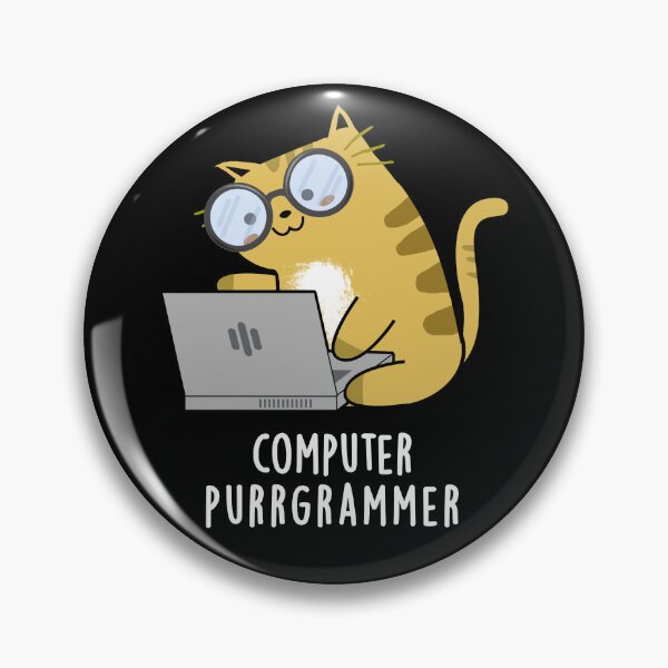 Item preview, Computer Purr-grammer Funny Cat Pun (Dark BG) designed and sold by punnybone.