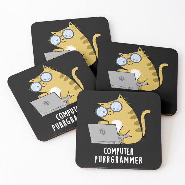 Item preview, Computer Purr-grammer Funny Cat Pun (Dark BG) designed and sold by punnybone.
