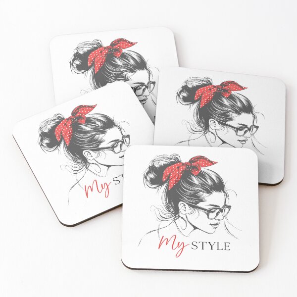 Item preview, portrait of  young woman with a red bandana designed and sold by KojourinArt.