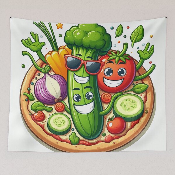 Item preview, character pizza with vegetable designed and sold by nada-art.
