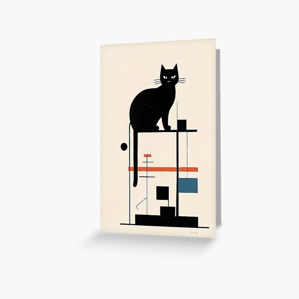Item preview, black cat - bauhaus inspired designed and sold by thewhimprint.