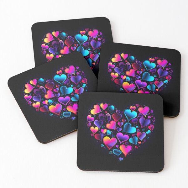 Item preview, Declaration of love love heart hearts neon colorful black designed and sold by G-M-Designs.