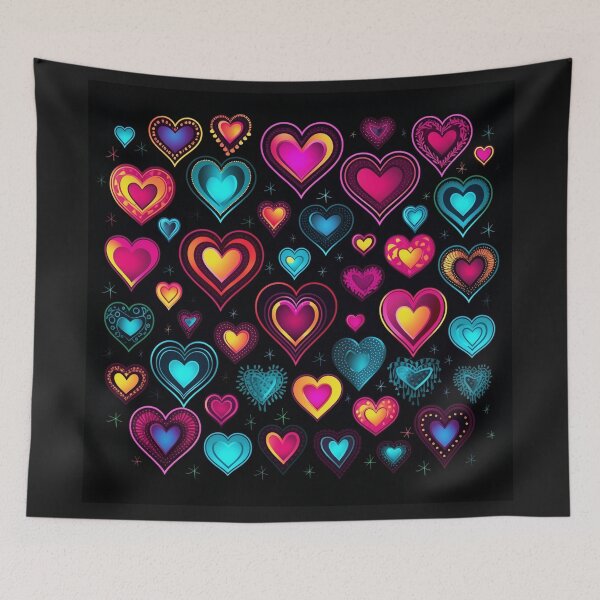 Item preview, Declaration of love love heart hearts neon colorful black designed and sold by G-M-Designs.