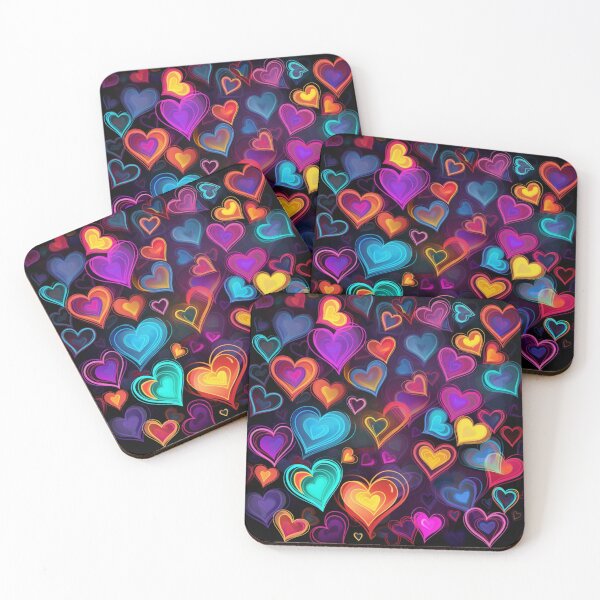 Item preview, Declaration of love love heart hearts neon colorful black designed and sold by G-M-Designs.