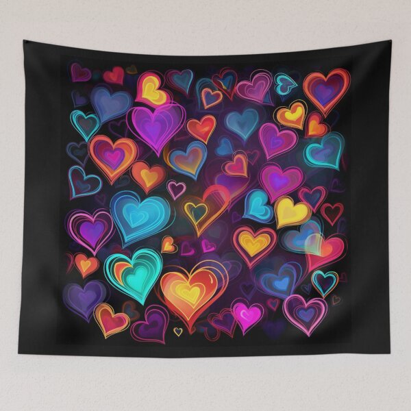 Item preview, Declaration of love love heart hearts neon colorful black designed and sold by G-M-Designs.