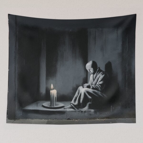Item preview, Man with a candle Stencil Graffiti designed and sold by Bomax121.