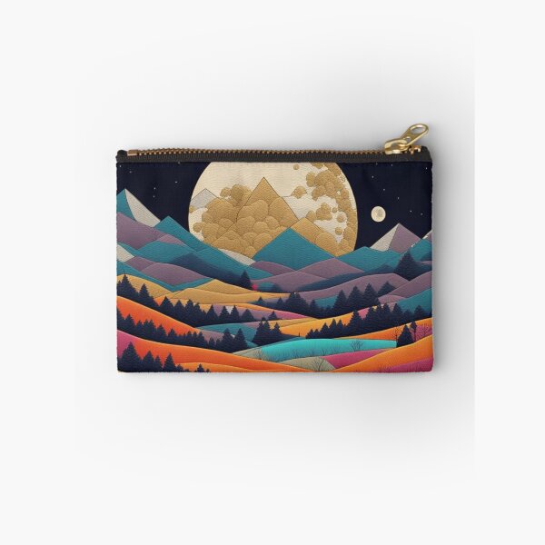 Item preview, Embroidered moon, colorful landscape under a starry sky designed and sold by sabellet.