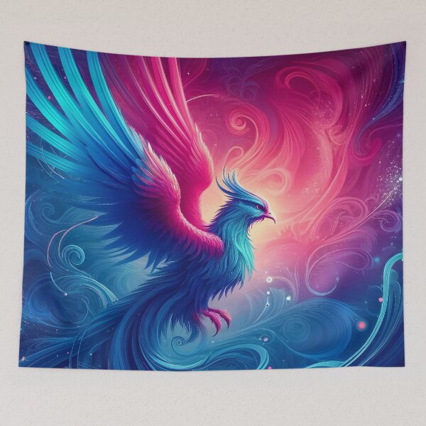 Item preview, Mythical Phoenix in Cosmic Dance - Vibrant Fantasy Art designed and sold by PillowTalkyZone.