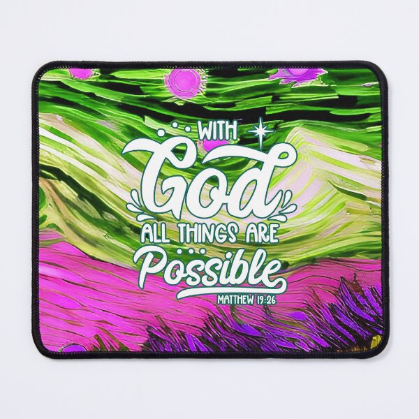 Item preview, Bible Verses For Healing - Matthew 19:26 - Landscape Green and Pink Painting designed and sold by ZenReiArt.