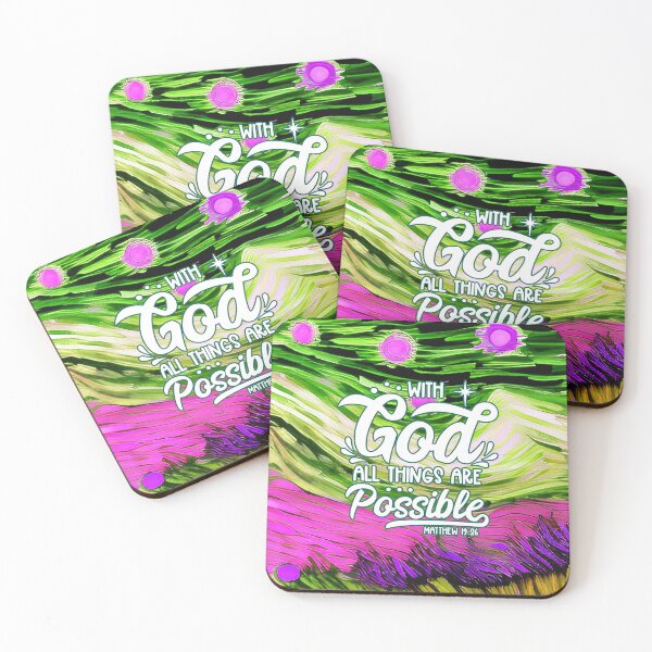 Item preview, Bible Verses For Healing - Matthew 19:26 - Landscape Green and Pink Painting designed and sold by ZenReiArt.