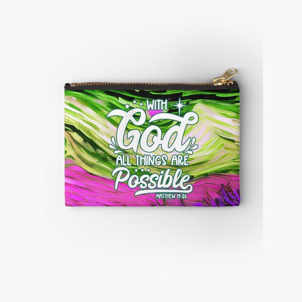 Item preview, Bible Verses For Healing - Matthew 19:26 - Landscape Green and Pink Painting designed and sold by ZenReiArt.