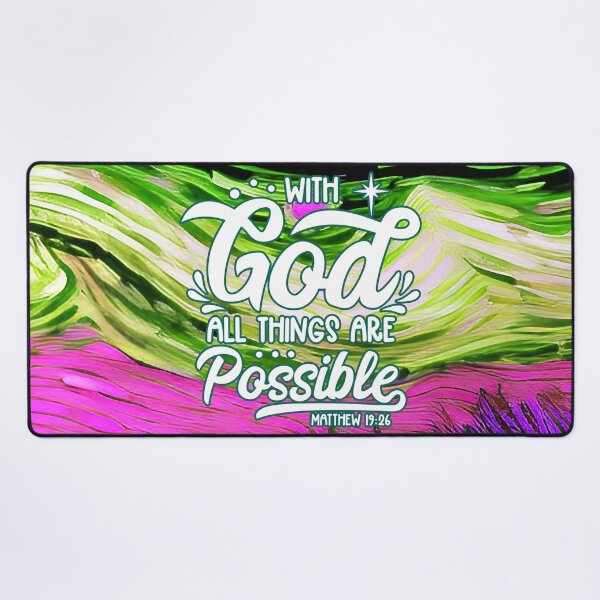 Item preview, Bible Verses For Healing - Matthew 19:26 - Landscape Green and Pink Painting designed and sold by ZenReiArt.