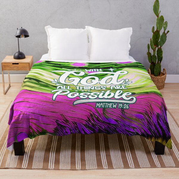 Item preview, Bible Verses For Healing - Matthew 19:26 - Landscape Green and Pink Painting designed and sold by ZenReiArt.