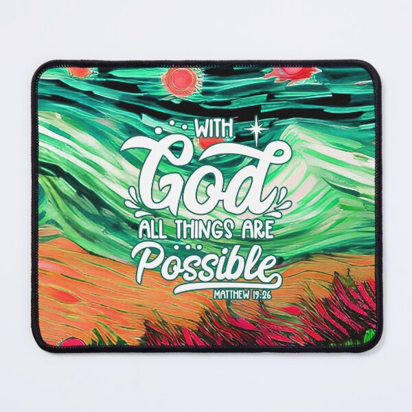 Item preview, Bible Verses For Healing - Matthew 19:26 - Landscape - Teal Abstract Painting designed and sold by SpartanDStore.