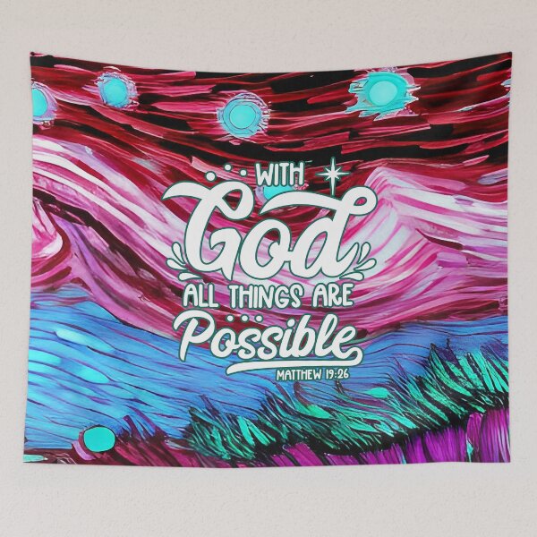 Item preview, Bible Verses For Healing - Matthew 19:26 - Crimson Landscape - Abstract Painting designed and sold by SpartanDStore.