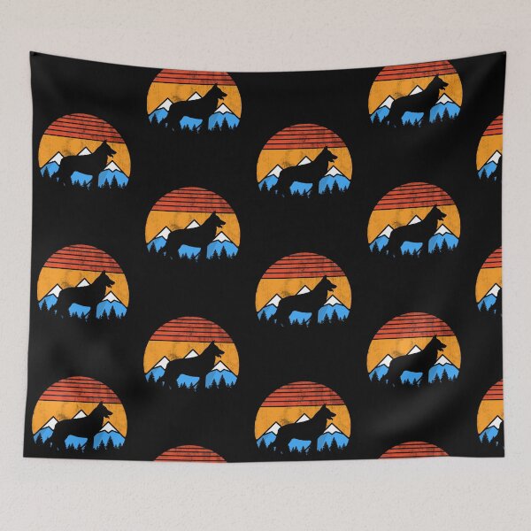 Item preview, Retro Distressed Vintage Sunset Mountains and Forest German Shepherd GSD Dog Gift designed and sold by Guarddogdrive.