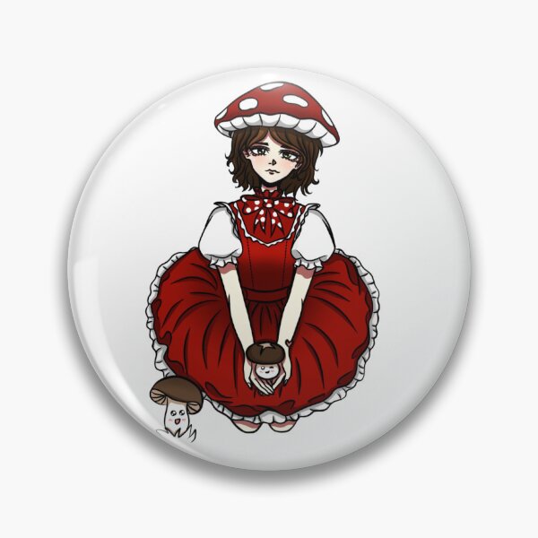 Item preview, Anime-style girl with a fly agaric hat in a vintage dress with voluminous sleeves. A small mushroom in her hands. designed and sold by animeshki.