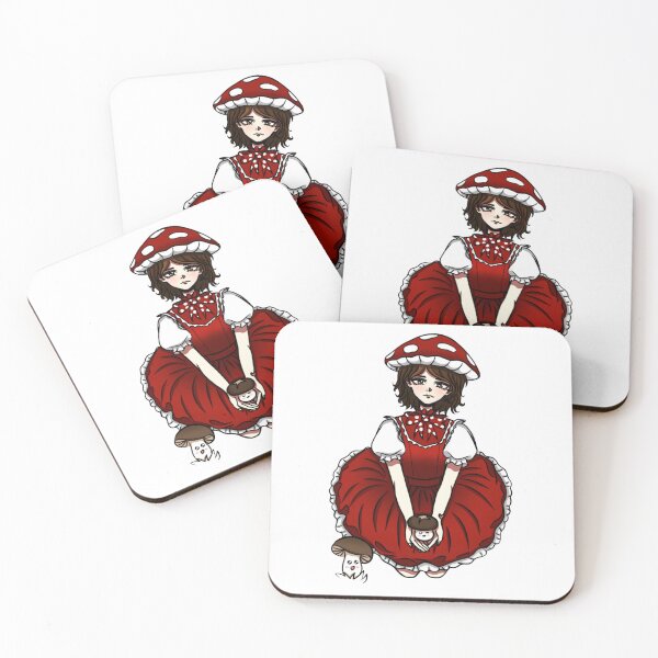 Item preview, Anime-style girl with a fly agaric hat in a vintage dress with voluminous sleeves. A small mushroom in her hands. designed and sold by animeshki.