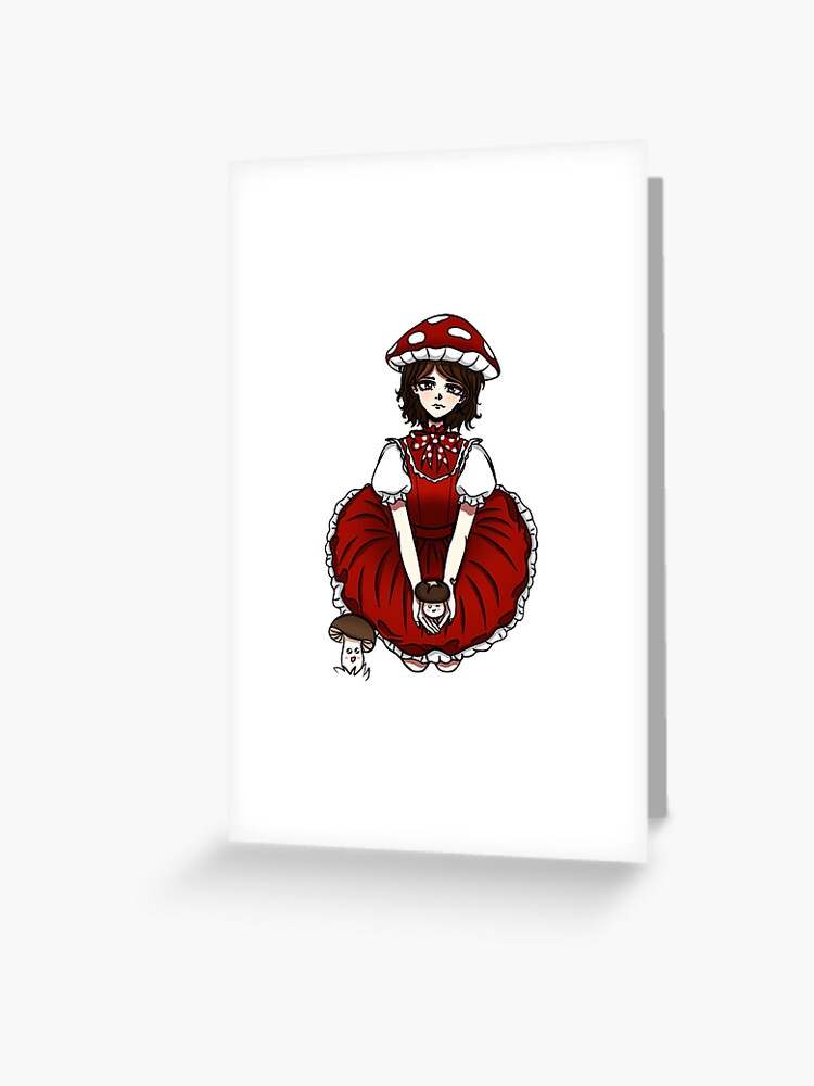 Anime-style girl with a fly agaric hat in a vintage dress with voluminous sleeves. A small mushroom in her hands." Greeting Card for Sale by animeshki | Redbubble Anime-style girl with a fly agaric hat in a vintage dress with voluminous sleeves. A small mushroom in her hands." Greeting Card for Sale by animeshki | Redbubble