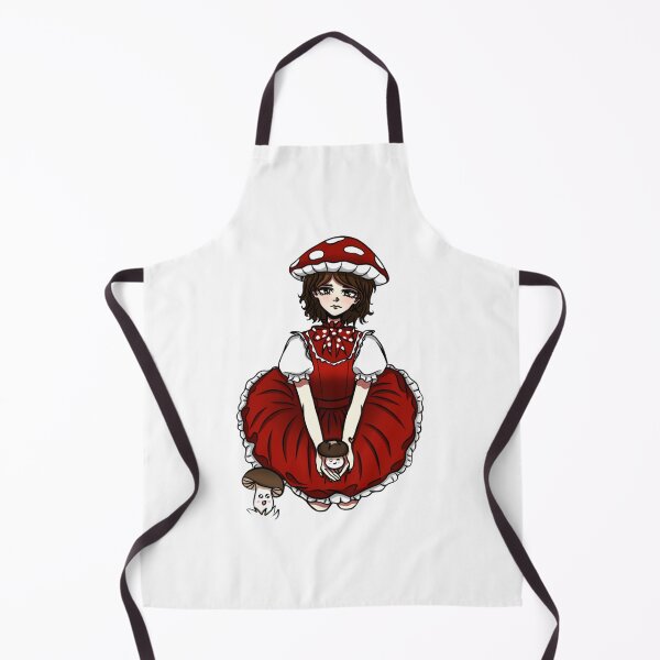 Item preview, Anime-style girl with a fly agaric hat in a vintage dress with voluminous sleeves. A small mushroom in her hands. designed and sold by animeshki.