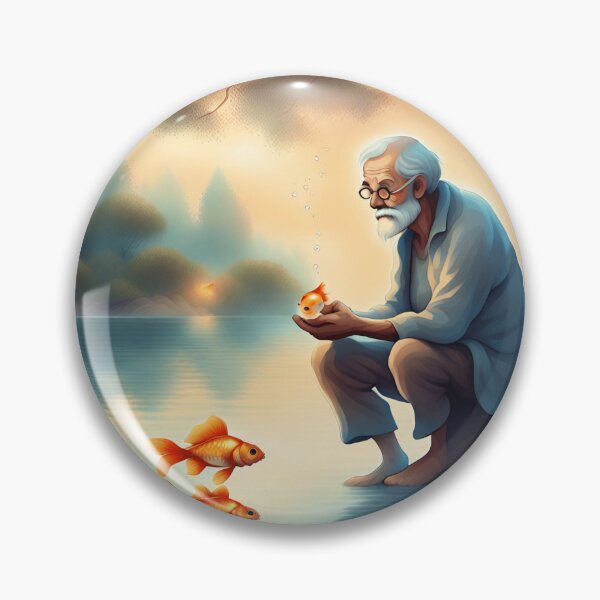 Item preview, A Serene Encounter: Reflections of the Old Man and the Goldfish designed and sold by CaseGallagher.