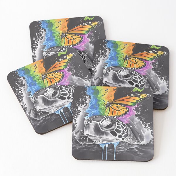 Item preview, “Underwater elegance: Monochrome turtle, burst butterfly” designed and sold by Art-Vortex-fr.