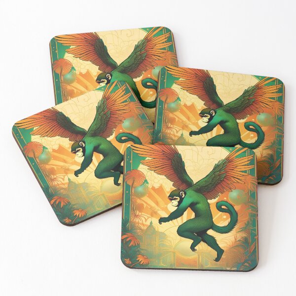 Item preview, Flying green monkey designed and sold by MatrixTattoo.