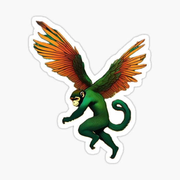 Item preview, Flying green monkey designed and sold by MatrixTattoo.