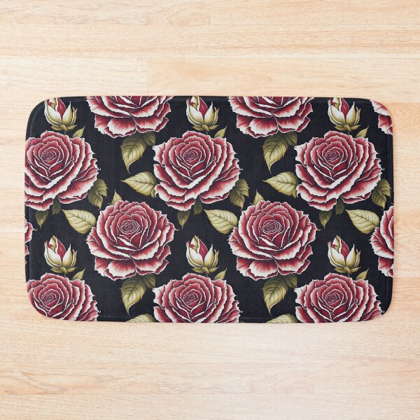 Item preview, Red with white roses seamless pattern designed and sold by Andrey-Myagkov.